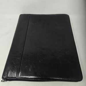 Wilsons Leather Pelle Studio Black Italian Leather Zippered Portfolio Organizer
